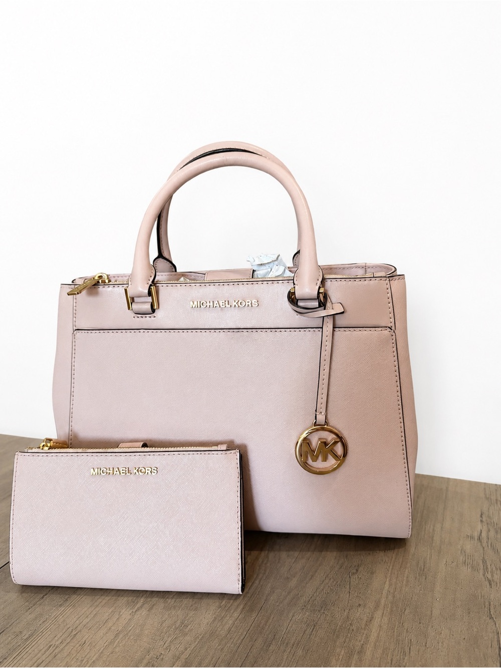 Michael Kors Dusty Rose Leather Satchel with Matching Wallet